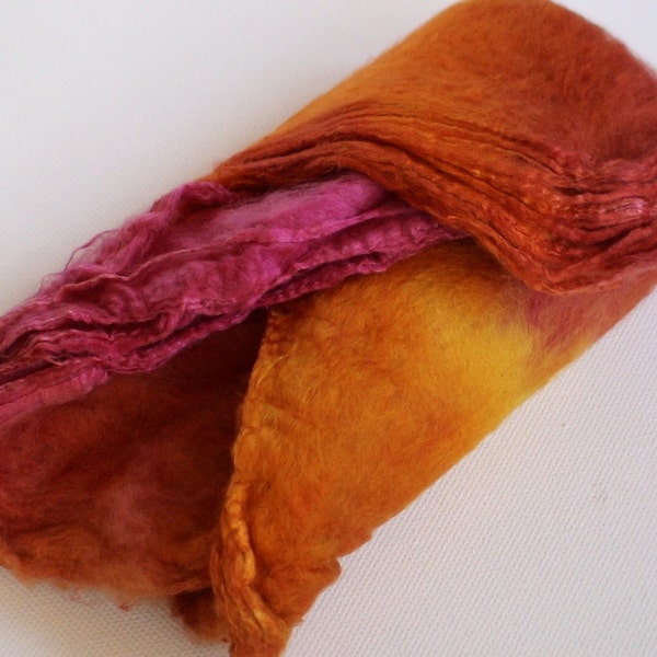 Hand Dyed Mawata mulberry Silk Hankies 10g Mexico
