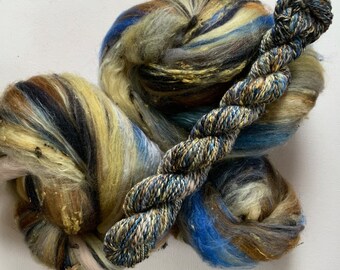 Spinning felting mixed fiber art batts 3.5 ozs