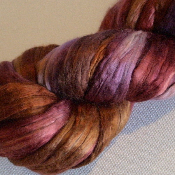 Hand Dyed Mulberry silk roving 2oz