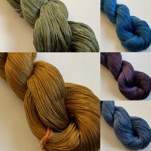 Hand dyed fine lace weight mulberry silk yarn 995 yds approx