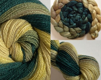 Handspun gradient yarn 4ozs 434 yards fingering weight polwarth silk 70/30