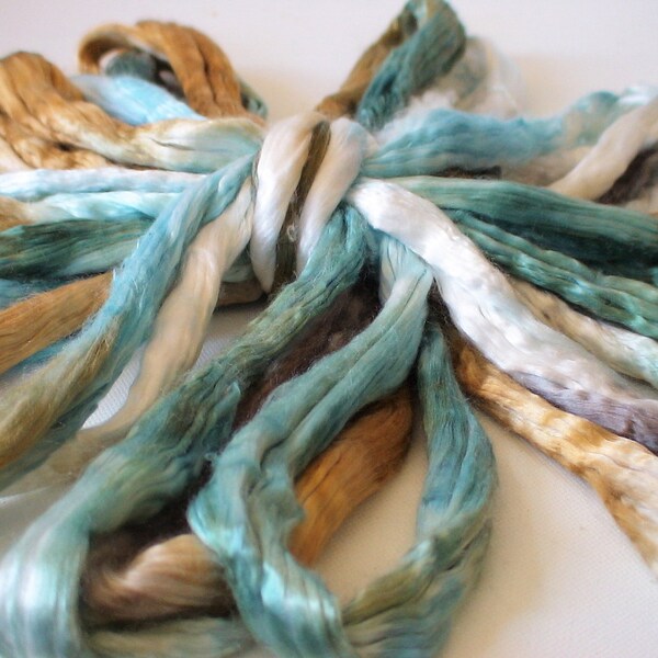 Hand Dyed Mulberry silk roving 2oz Drift