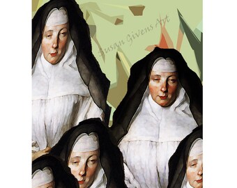 Nuns in the Grass Giclée Print, Religious Humor Art
