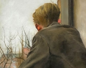 Man at Open Window Room with a View 1930 Young Man Image Danish Painter Ring Man in Velvet Coat Paris World Fair Art