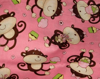 DOG BANDANA SCARF Fully Reversible Triangle Tie 28" Size M Pink Monkeys With Ice Cream Cones Summer Fun Print Ready To Go