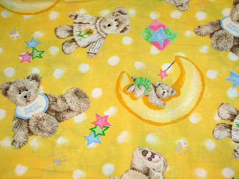 DOG BANDANA SCARF Fully Reversible Triangle Tie Custom Sized Yellow Polka Dot Sweet Dreams Teddy Bears