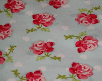 DOG BANDANA SCARF Fully Reversible Triangle Tie Everyday Wear Pretty Roses And Hearts on Blue Print 28" Length