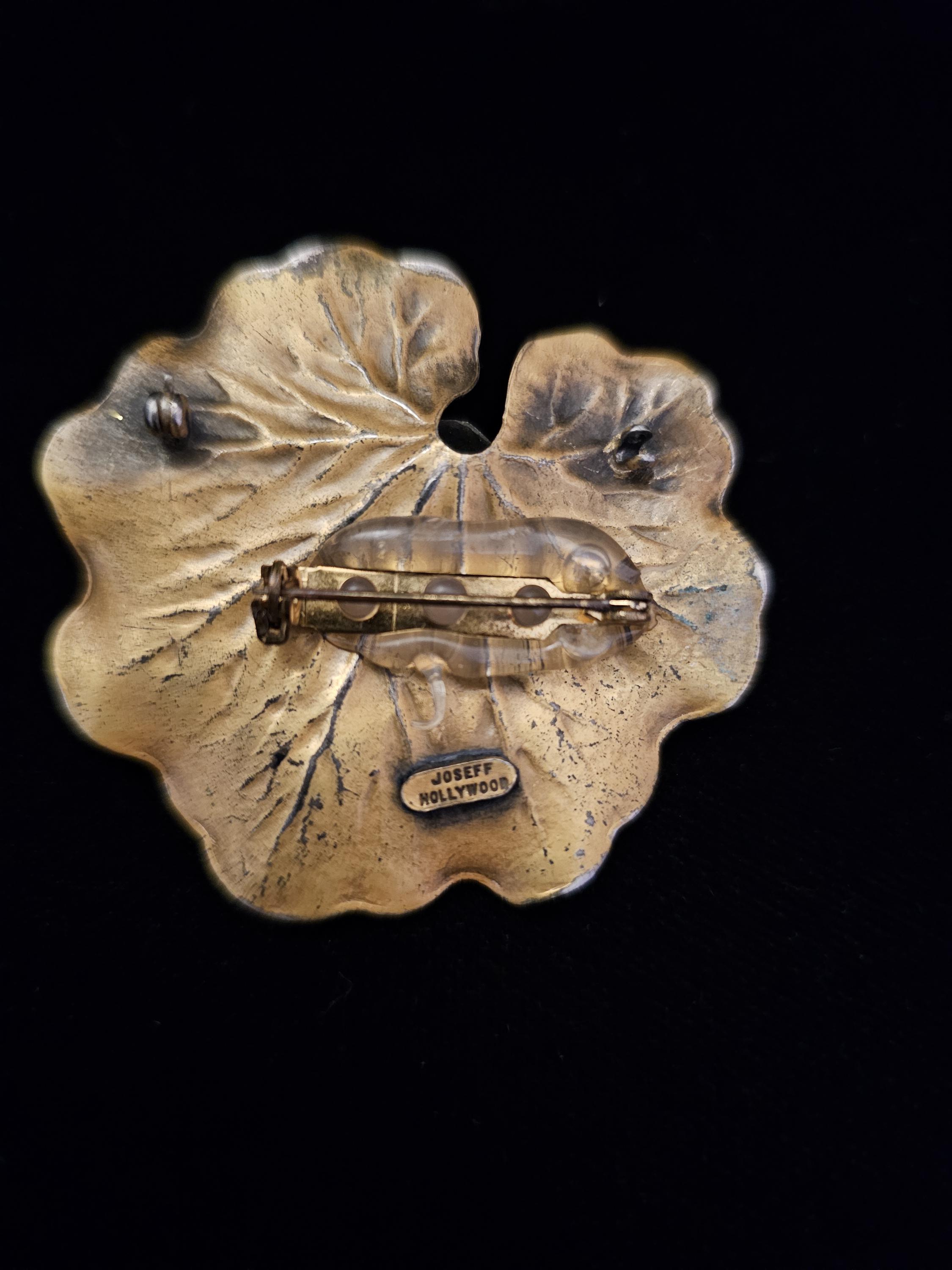 Rare Vintage Joseff Hollywood Frog On A Lillypad Brooch