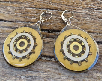 golden gear hardware earrings