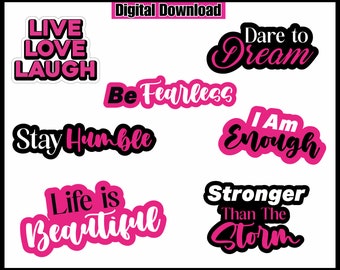 Inspirational Digital Photo Booth Props Set, Motivational Party Props, Decorations, Selfie Props, Instant Download