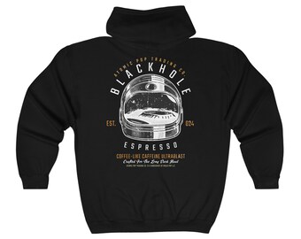 Black Hole Espresso Unisex Heavy Blend™ Full Zip Hooded Sweatshirt by Atomic Pop Trading Co.