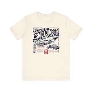 Comstock&#39;s Cosmic Lounge Space Age Cocktails Tee,  Lounge Shirt, Retro Sci-Fi T-Shirt, Unisex Graphic Top, Vintage Cocktail Bar Apparel