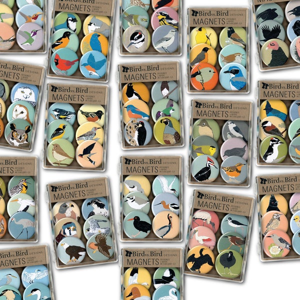 Bird Magnet Gift Set | Choose from 17 themes  | nature audubon birder songbird stocking stuffer fridge magnet birdwatcher cute native birds