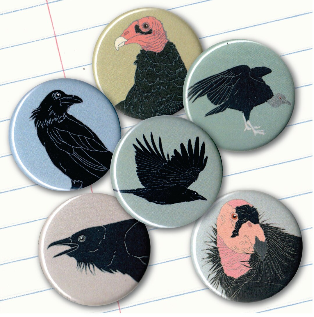 Crow and Vulture Magnets | Gift Set of 6 | Nature Outdoors Corvid ...