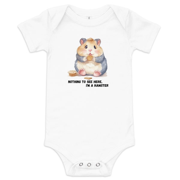 Cookie Munching Hamster Baby Bodysuit | Funny & Cute Onesie | Perfect Gift for Newborns - Baby short sleeve one piece
