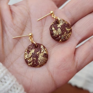 Clay earrings, Polymer Clay earrings, Brown Earrings, Handmade Gift, Clip On earrings, Stud Earrings, Unique Earrings, Anniversary Gift