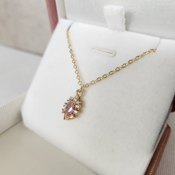 CZ Necklace, Antique Necklace, Dainty Necklace, Handmade Jewelry