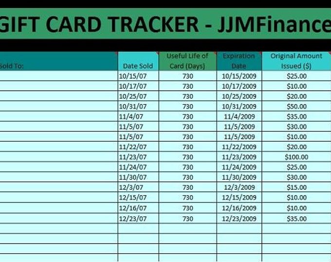 Gift Card Tracker Stay Organized, Make Sales selling Etsy