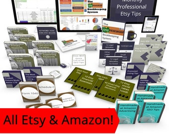 All Etsy and Handmade at Amazon Tips, Resources, Videos, Guides - THE SUPER BUNDLE, Etsy Tips, Etsy Seo, Etsy Bookkeeping, Etsy Tax, Keyword