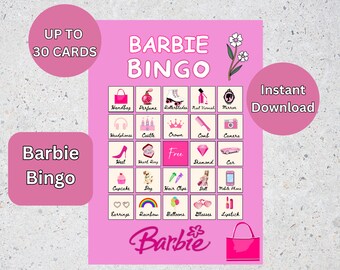 Barbie Bingo 30 Printable Barbie Bingo Cards Princess Birthday