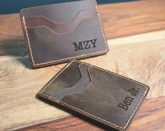 Minimalist Wallet Personalized Card Holder Ultra Slim Wallet Men's Wallet Women's Wallet, Brown