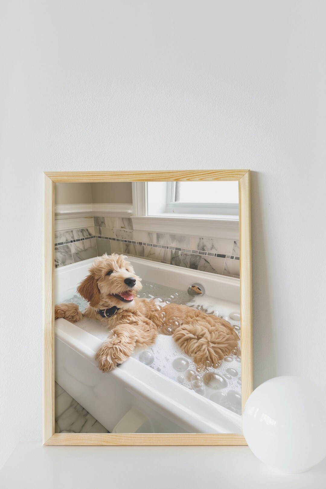 Goldendoodle Bathroom Wall Art, Funny House Decor Print, Goldendoodle