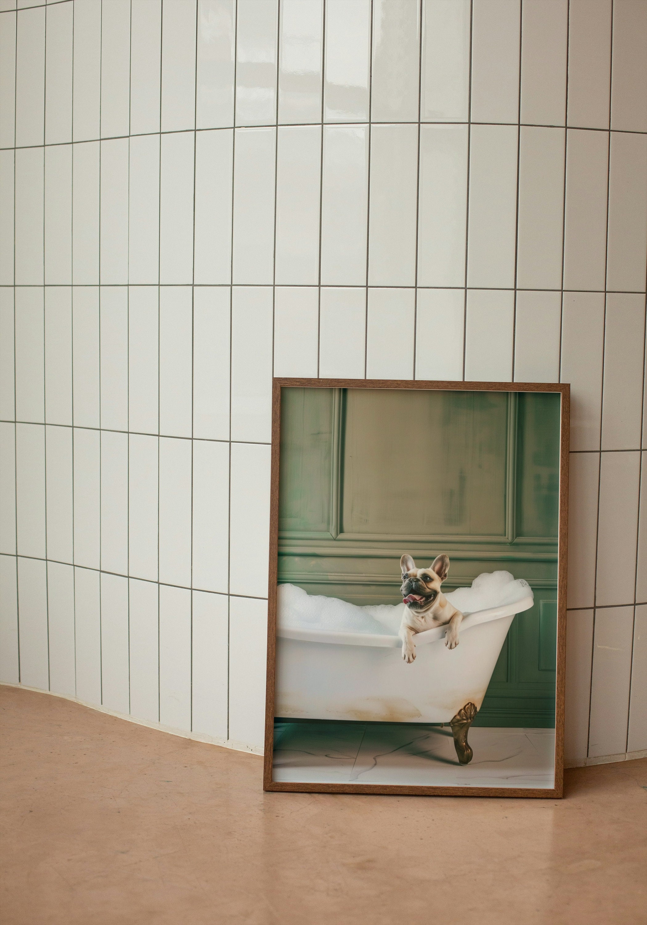French Bulldog Bathroom Wall Art, Funny House Decor Art Print, French