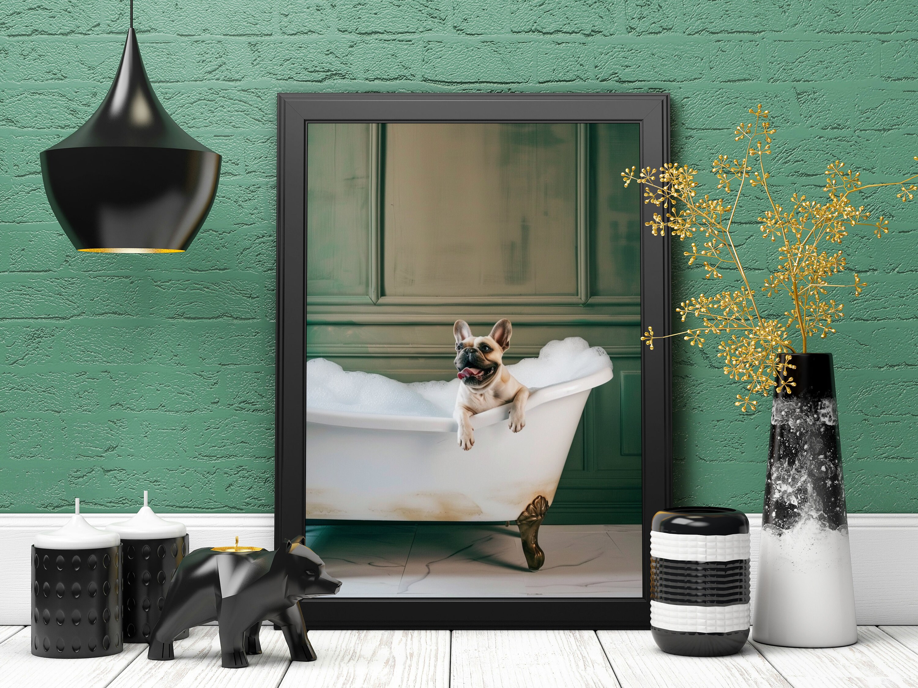 French Bulldog Bathroom Wall Art, Funny House Decor Art Print, French