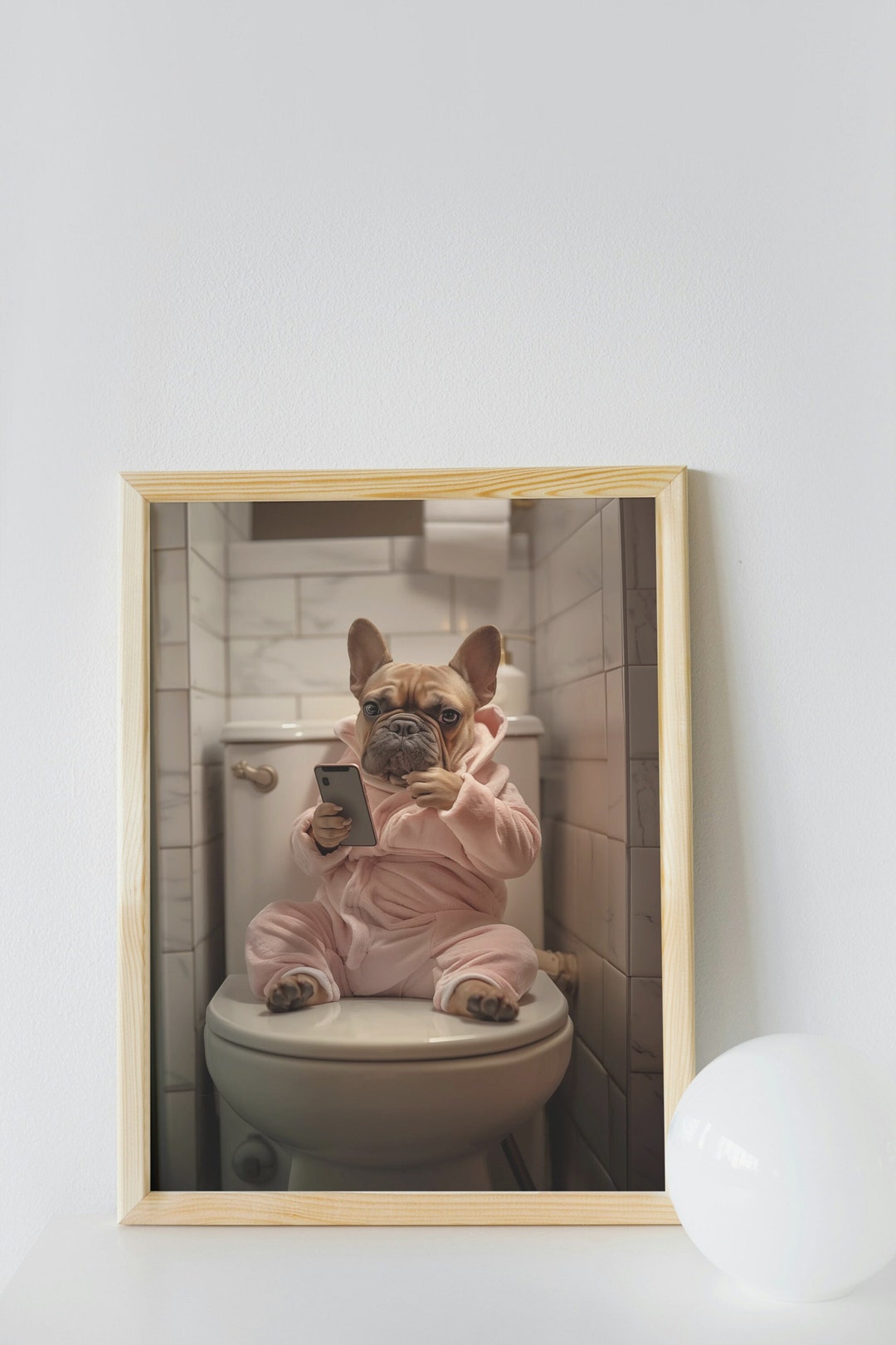 French Bulldog Bathroom Wall Art, Funny House Decor Print, French