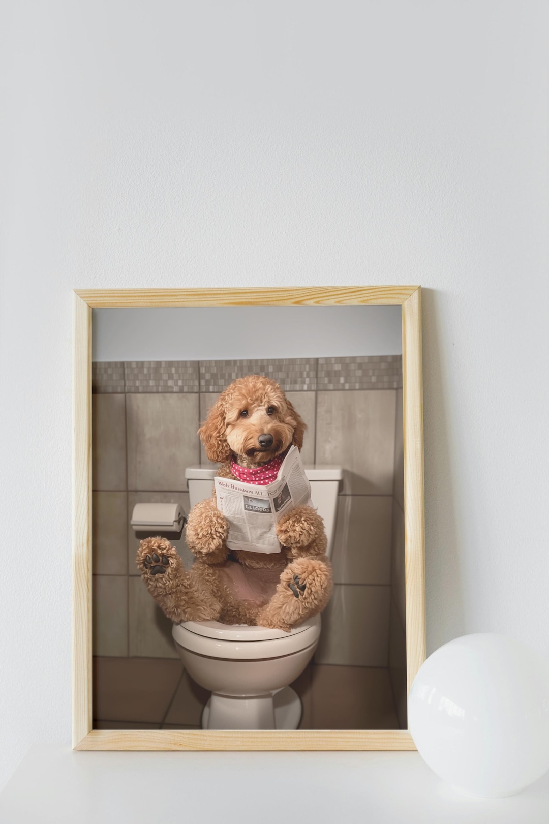 Mini Goldendoodle Bathroom Wall Art, Funny House Decor Print, Mini
