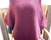 Super Sale - Deep Claret - 22 inch x 32 inch - Knitted Poncho - FREE SHIPPING