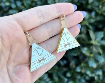 Bill Cipher Gold Acrylic Earrings