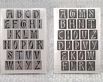 Black &/or White Striped Alphabet Rubber Stamps Mounted on Static Cling Foam