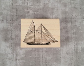 Sail Boat Wood Mounted Rubber Stamps, Travel, Transportation, Sailing, Ship