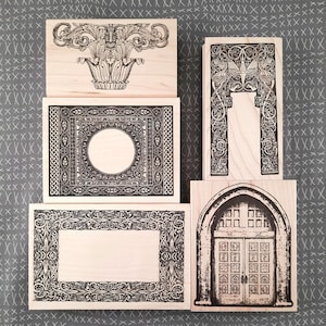No. 1 Assortment of Large Architectural Elements Wood Mount Rubber Stamps