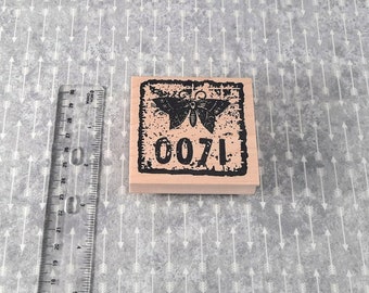 Butterfly 0071, Collaged Image, Mail Art, Grunge, Mysterious, Numbers um, static cling and wood mounted rubber stamp