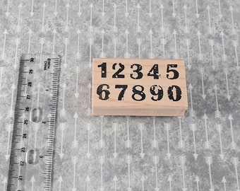 Grunge Numbers, Mail Art, Grunge, Numerical um, static cling and wood mounted rubber stamp
