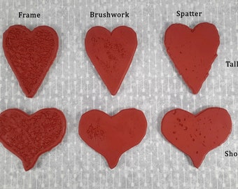 Assorted Large Grunge Heart Rubber Stamps for Creating Cards, Tags, Patterns & Valentines. Available as Cling Mount.