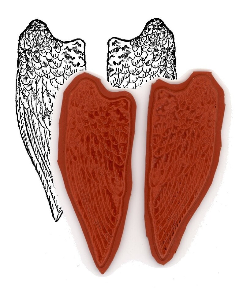 Angel Wings Deep Etched Rubber Stamps Etsy