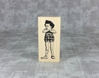 Man Child Wood Mounted Rubber Stamp, vintage illustration by John Tenniel