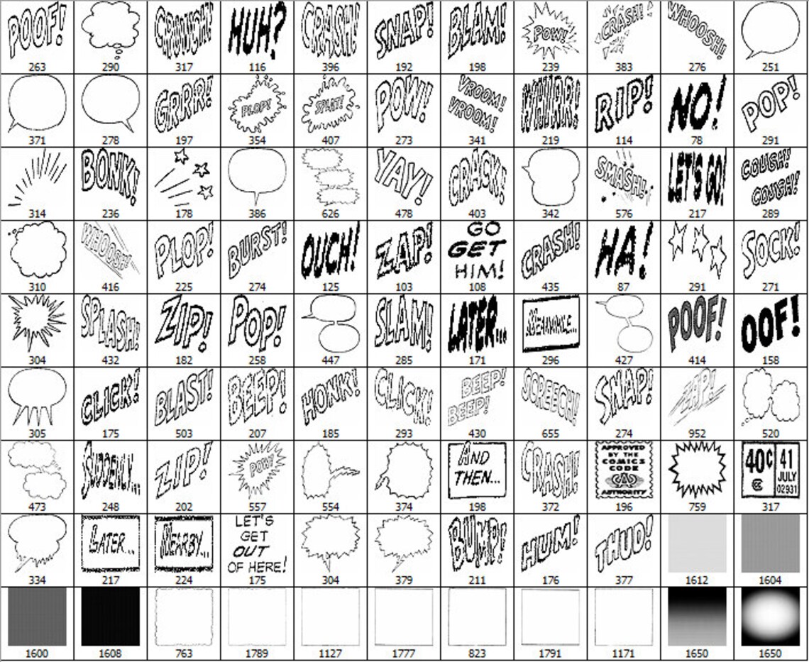 Comic Books 99 Hires Brushes / Clip Art / Image Pack