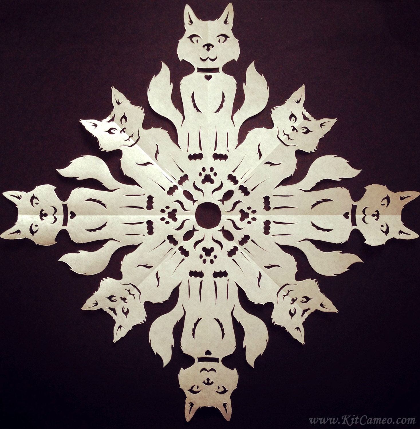 Cat Snowflake Template