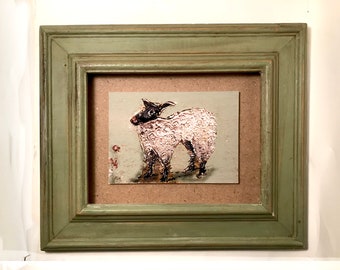 Framed White Lamb Print - Animal Art - black & White Sheep - Mary Had A Little Lamb - Animal Portrait - Kids Room Wall Art - Nursery Decor