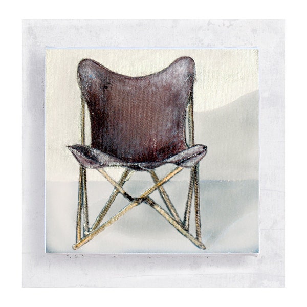 Chair Art -The Original Folding Chair - Tripolina Chair Portrait Canvas Print on 5x5 Art Block - Retro Wall Decor - Folding Butterfly Chair