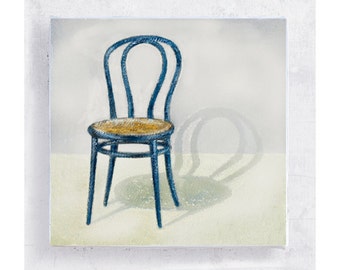 Chair Art - Michael Thonet Bentwood Chair  - Canvas Print on 5x5  Art Block - Designer Furniture Still Life - Retro Furniture Wall Decor