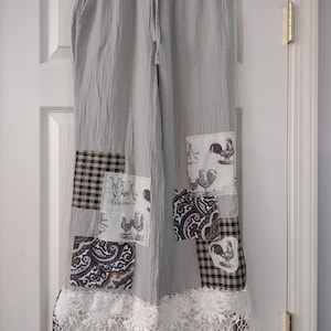 Custom Bloomer Pants One of a Kind  Boho Pantaloons Magnolia Farm print shabby chic lace doilies