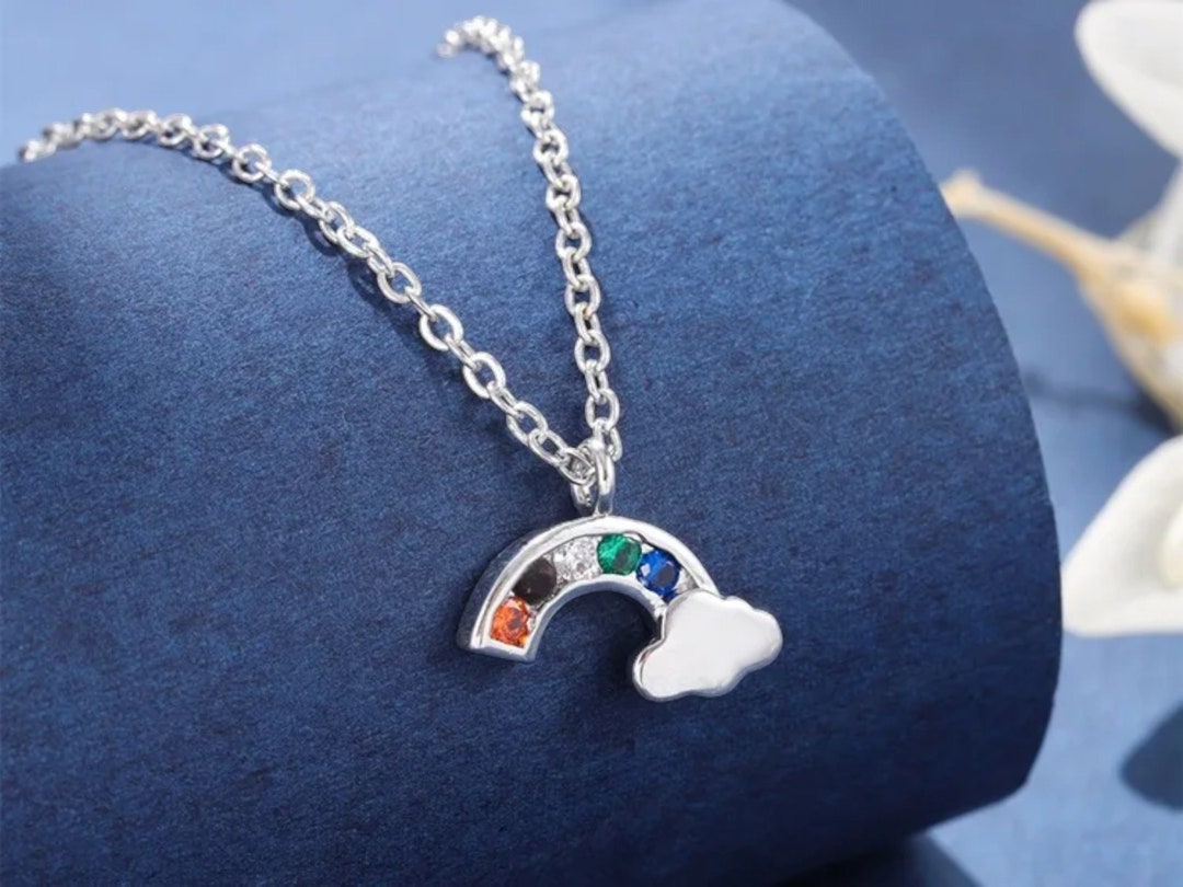925 Tibetan Silver Rainbow Cloud Necklace Cute Literary Jewelry - Etsy