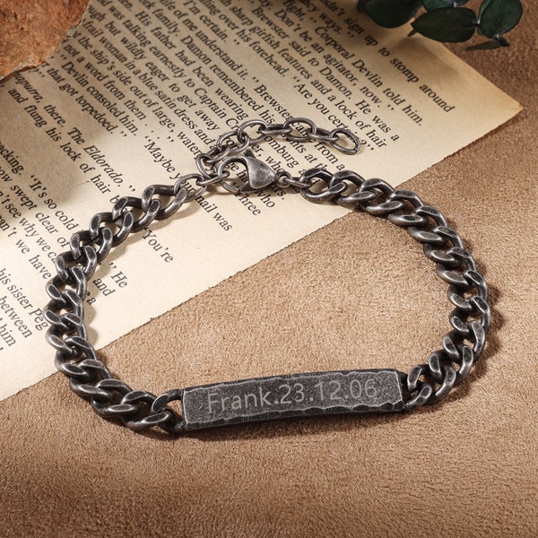 Personalized Stainless Steel Engraved Bracelet - Customizable Name or Message