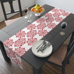 Floral Table Runner: Cotton or Polyester, Hemmed Edges