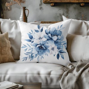 Almofada Decorativa Floral Azul